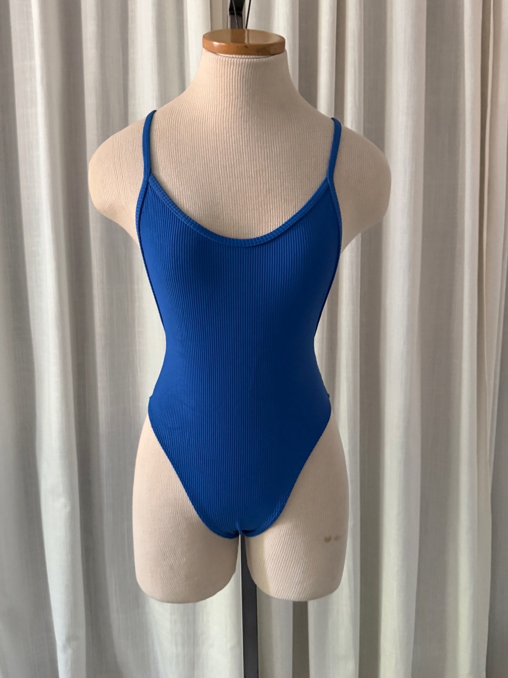 Women’s Blue Ribbed One-Piece Swimsuit